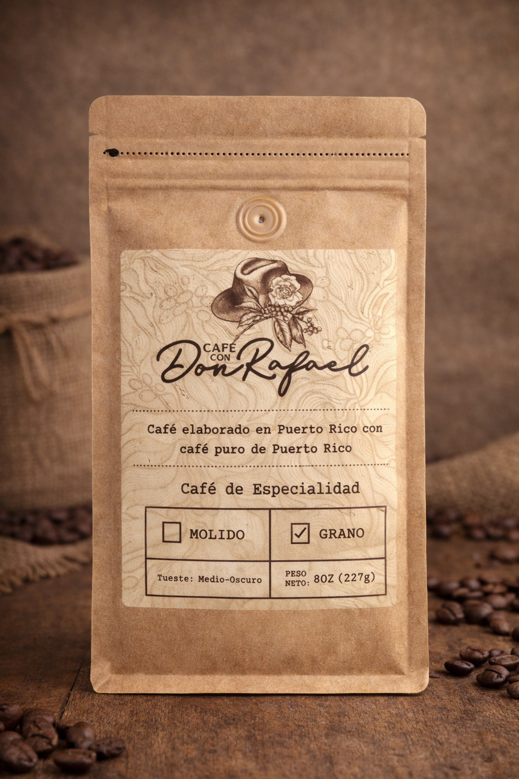 Café 100% Arábico en granos 1/2 libra